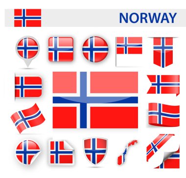 Norveç bayrağı vektör Set
