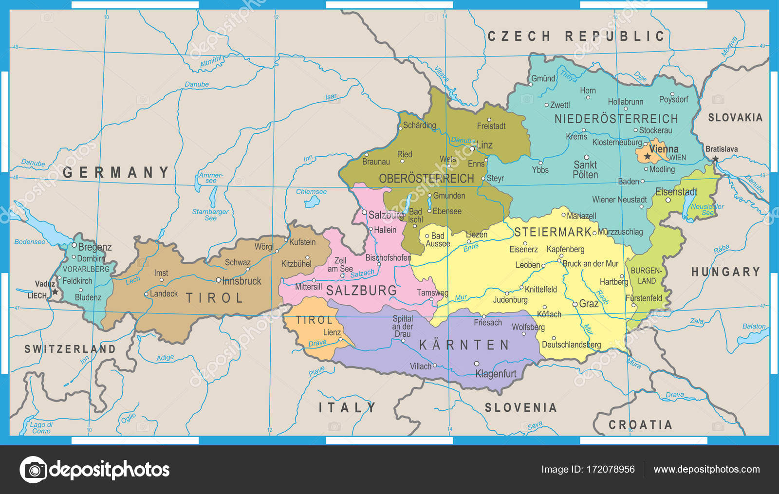 Ausztria Térkép Bludenz