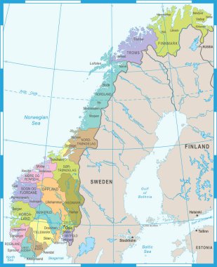 Norveç harita - vektör çizim