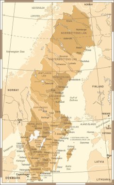 İsveç harita - Vintage vektör çizim