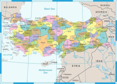 Türkiye Haritası - vektörel çizim