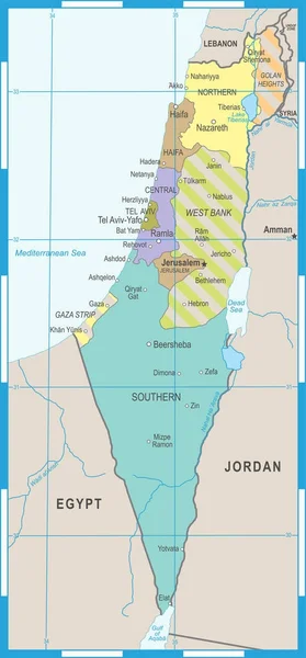 Izrael-Mapa - ilustracja wektorowa — Wektor stockowy