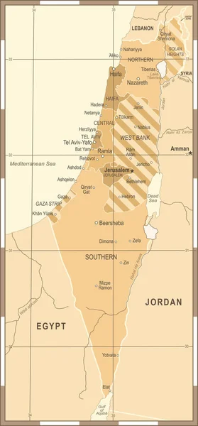 Карта Израиля - Винтажные векторные иллюстрации — стоковый вектор