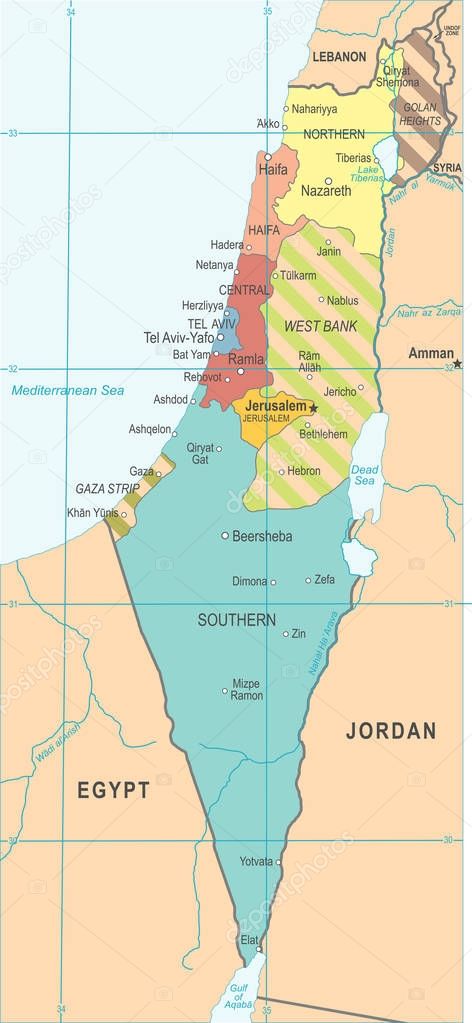 Israel Map - Vector Illustration