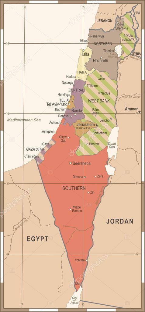 Israel Map Vintage Detailed Vector Illustration Premium Vector In Adobe Illustrator Ai Ai Format Encapsulated Postscript Eps Eps Format