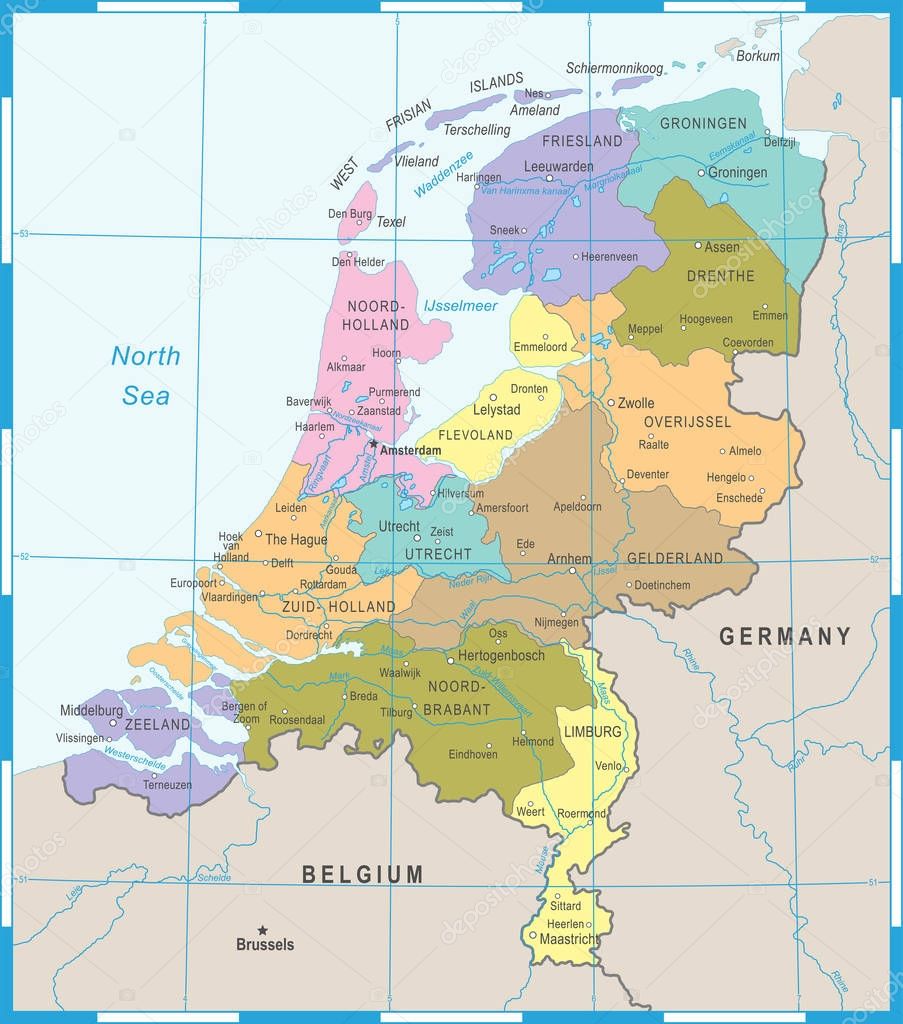 荷兰地图-矢量插图 — 图库矢量图像© dikobrazik #172082398