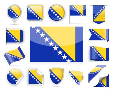 Bosna-Hersek bayrağı vektör Set