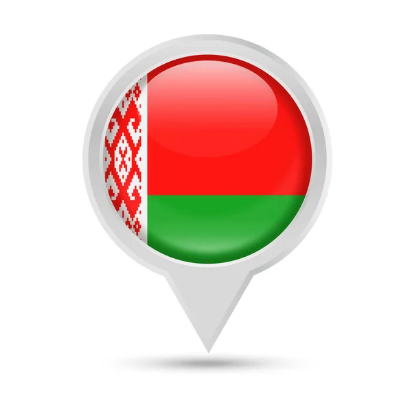 Bielorrusia bandera redondo pin vector icono — Vector de stock