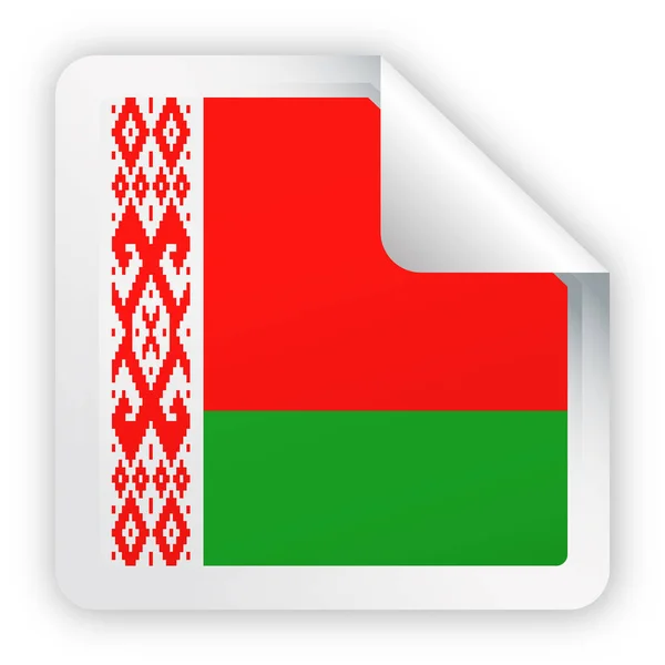 Icona di carta d'angolo quadrata vettoriale della bandiera bielorussa — Vettoriale Stock