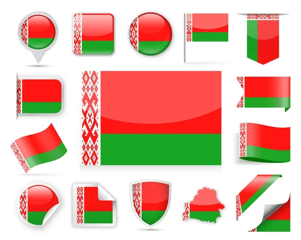 Weißrussland Flaggenvektorsatz — Stockvektor