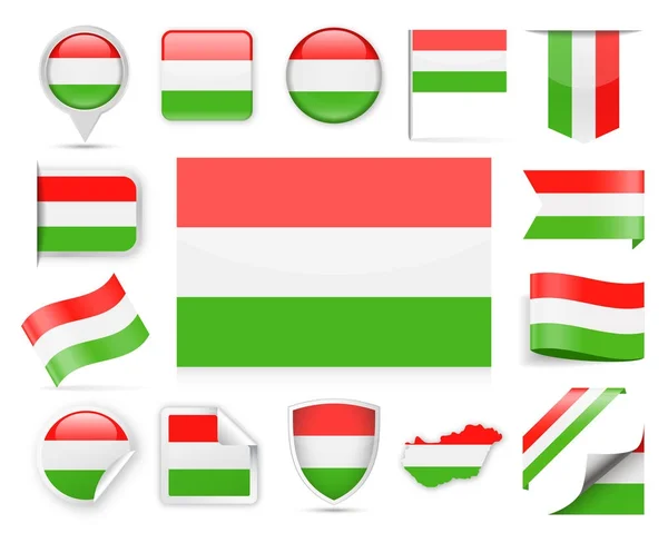 Juego de vectores de bandera de Hungría — Vector de stock