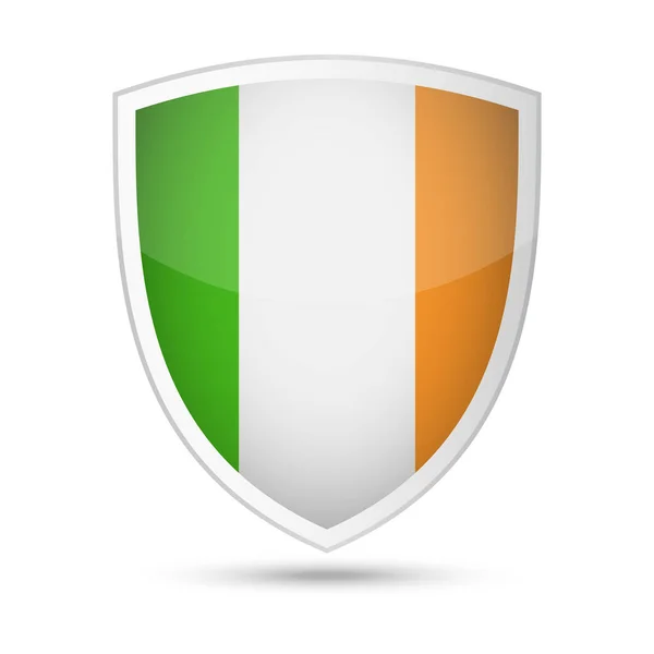 Ikona tarczy wektor flaga Irlandii — Wektor stockowy