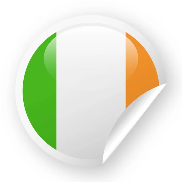 Icona di carta d'angolo rotonda vettoriale della bandiera irlandese — Vettoriale Stock