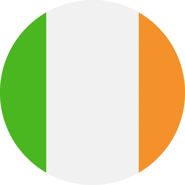 Icône plate ronde de vecteur de drapeau d'Irlande — Image vectorielle