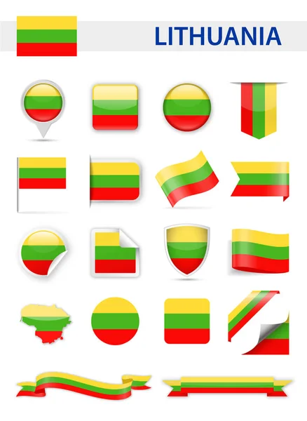 Lituania Bandera Vector Set — Vector de stock
