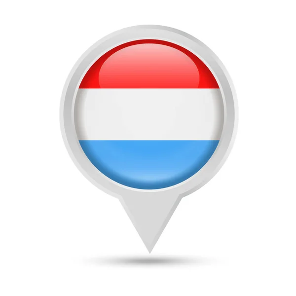 Bandera de Luxemburgo Pin redondo Vector icono — Archivo Imágenes Vectoriales