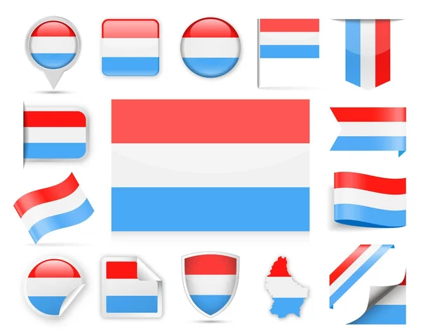 Luxemburgo conjunto de vectores de bandera — Archivo Imágenes Vectoriales