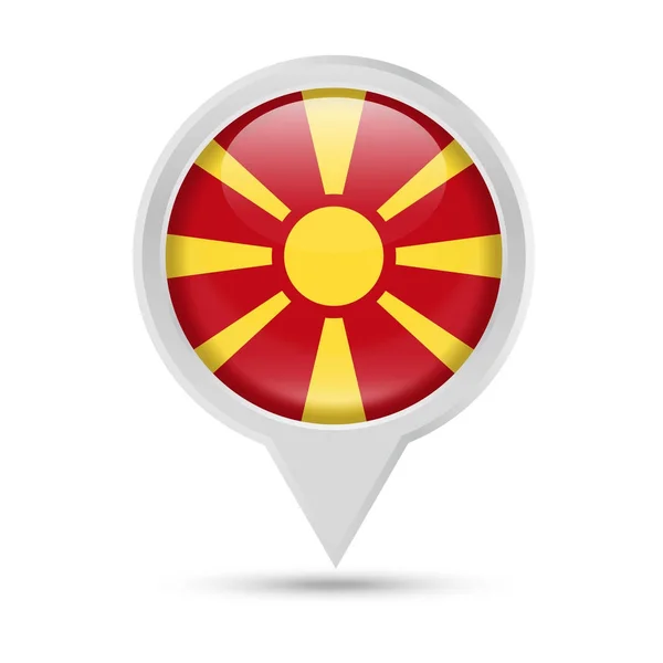 Makedonya Bayrak Pin vektör simge yuvarlak — Stok Vektör