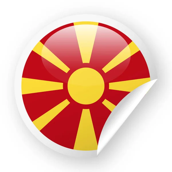Makedonien flagga vektor runda hörnet papper ikonen — Stock vektor