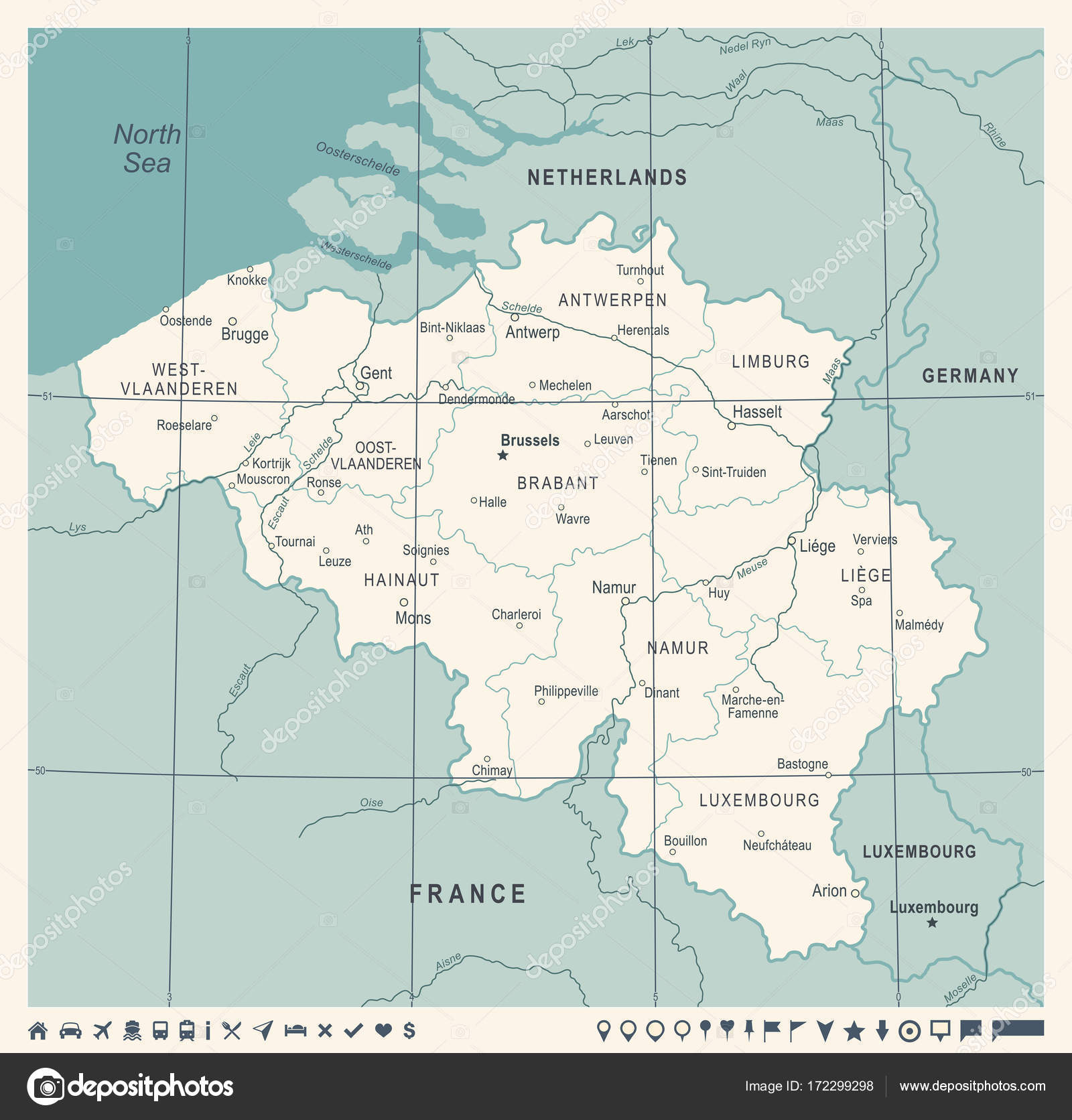 mapa blgica ilustracin de vector vintage vector de stock