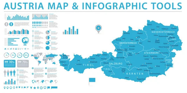 Austria Mapa - Info Gráfico Vector Ilustración — Vector de stock