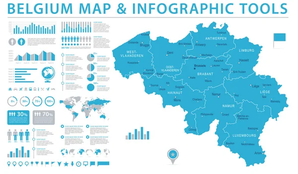 Mapa de Bélgica - Info Gráfico Vector Ilustración — Vector de stock