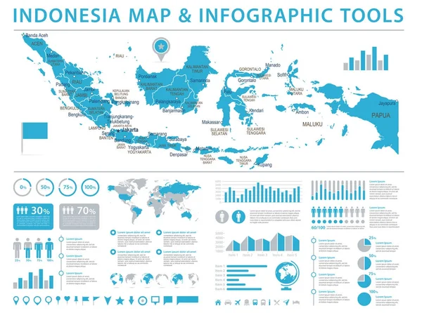 Indonesien-Karte - Infografik Vektorillustration — Stockvektor