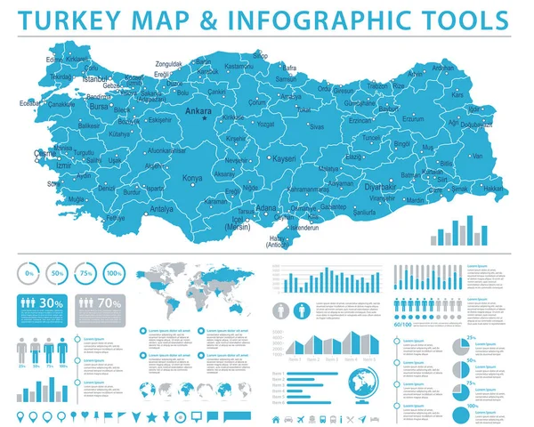 Turkey Map - Info Graphic Vector Illustration — Stok Vektör