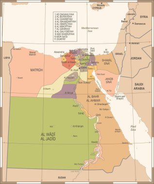 Mısır harita - Vintage detaylı vektör çizim