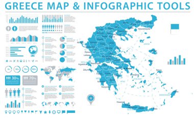 Yunanistan Haritası - bilgi grafik vektör çizim