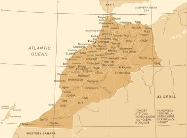 Morocco Map - Vintage Vector Illustration clipart