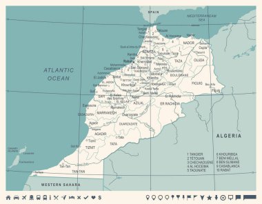 Morocco Map - Vintage Vector Illustration clipart
