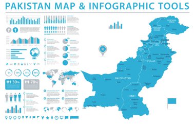 Pakistan Haritası - bilgi grafik vektör çizim