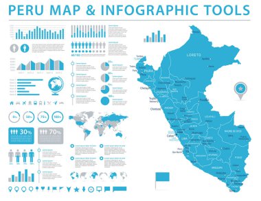 Peru Haritası - bilgi grafik vektör çizim