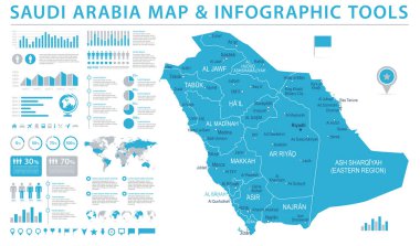 Suudi Arabistan harita - bilgi grafik vektör çizim