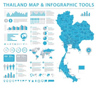 Tayland Haritası - bilgi grafik vektör çizim