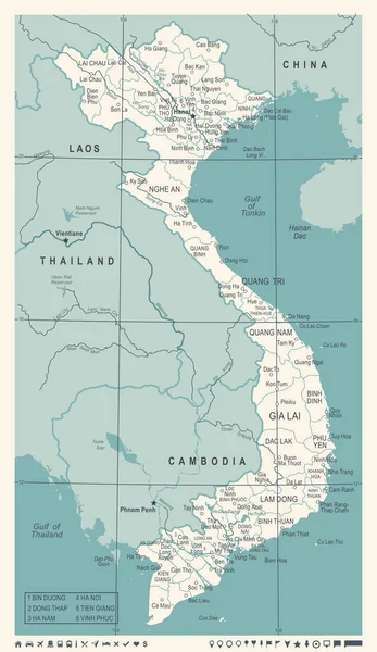 Vietnam Karte - Vektor Vektor Illustration — Stockvektor