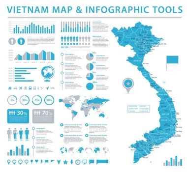 Vietnam Haritası - bilgi grafik vektör çizim