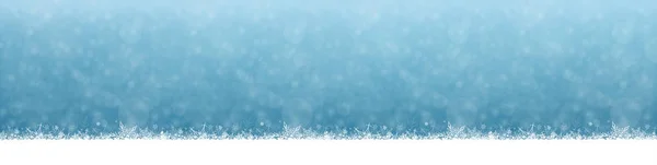 눈이 크리스마스와 새 해 겨울 블루 긴 가로 배경 — 스톡 벡터