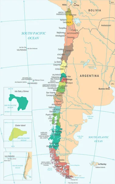 チリ地図 - 詳細なベクトル図 — ストックベクタ