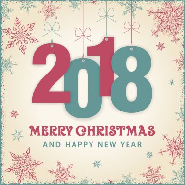 Noel ve yeni yıl 2018 - kar yağışı vektör arka plan