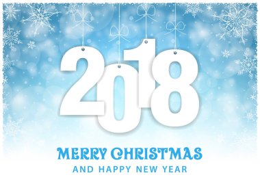 Noel ve yeni yıl 2018 - kar yağışı vektör arka plan