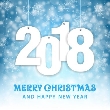 Noel ve yeni yıl 2018 - kar yağışı vektör arka plan
