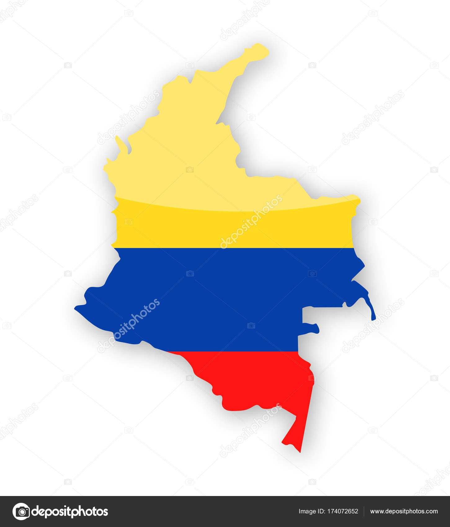 Colombia Flag Country Contour Vector Icon Stock Vector Image By