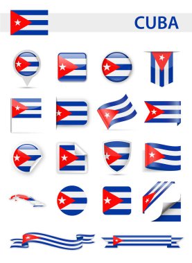 Küba bayrağı vektör Set