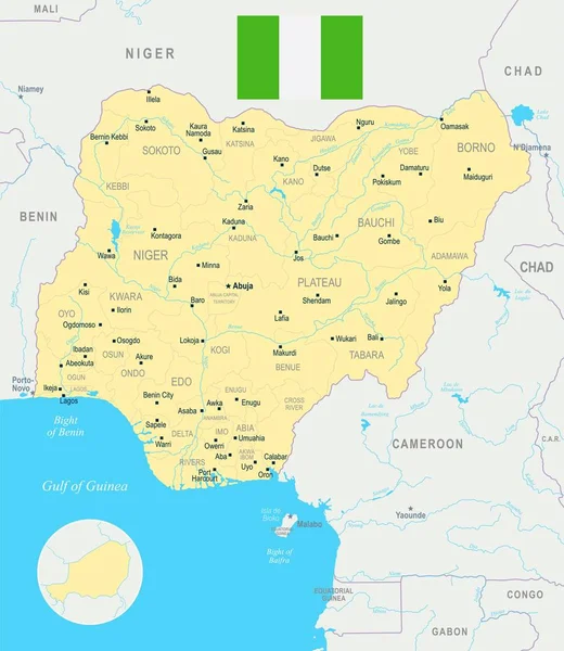 Nigeria Map - Detailed Vector Illustration — Stock Vector