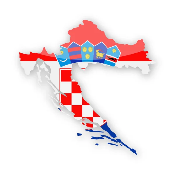 Kroatien flagga land kontur vektor Icon — Stock vektor