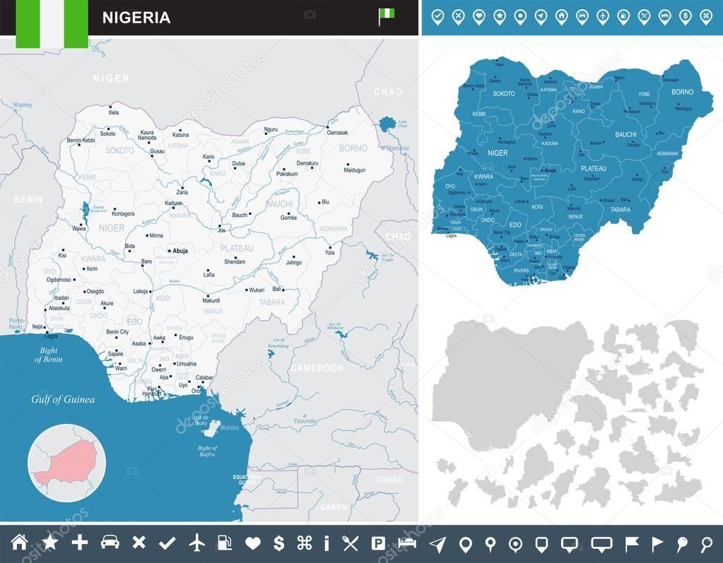 Nigeria - infographic map - Detailed Vector Illustration