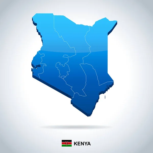 肯尼亚-地图和旗子-详细的向量例证 — 图库矢量图片