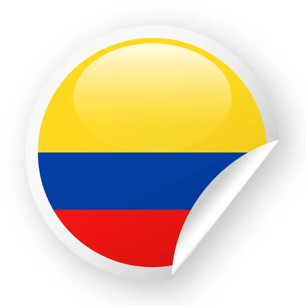 Bandera de Colombia Vector Round Corner Paper Icon — Archivo Imágenes Vectoriales